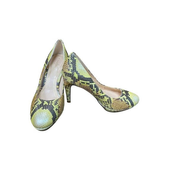 Cole Haan Womans Brown Green Snake Print Leather 3.5" Heels Sz 6B SKU 9212 - Picture 1 of 15
